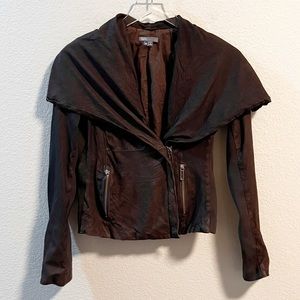 Vince Leather Scuba Jacket Moto Collar